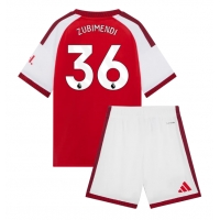 Camisa de Futebol Arsenal Martin Zubimendi #36 Equipamento Principal Infantil 2026-27 Manga Curta (+ Calças curtas)